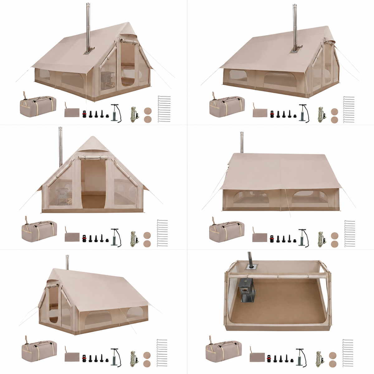6–10 Person Inflatable Cabin Tent – All-Season Camping Shelter with Stove Jack