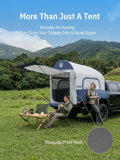Truck Bed Tent for Camping 5Ft-8Ft for 2+1 People, 2 Mins Setup | Inflatable Pickup Truck Tent, PU 3000Mm Waterproof & High-Strength Windproof, Spacious Interior for Multi-Landscape