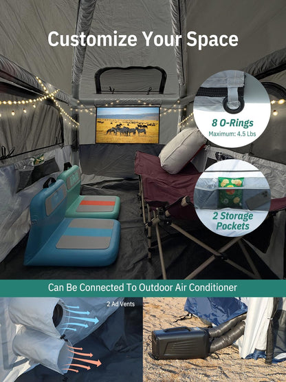 Truck Bed Tent for Camping 5Ft-8Ft for 2+1 People, 2 Mins Setup | Inflatable Pickup Truck Tent, PU 3000Mm Waterproof & High-Strength Windproof, Spacious Interior for Multi-Landscape