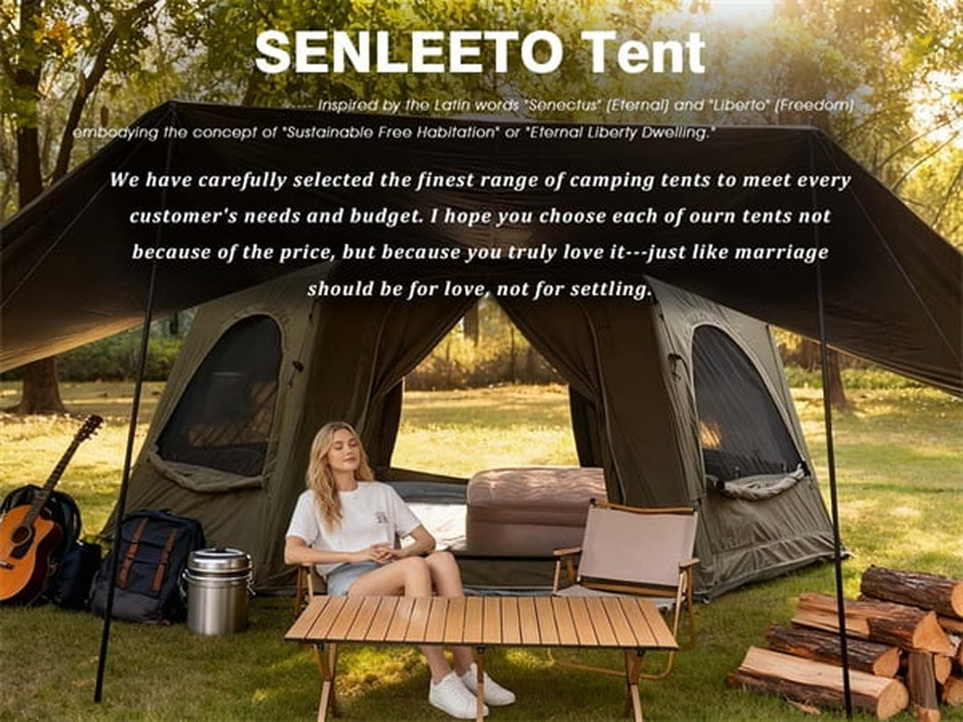 Inflatable Camping Tents 8-10 Person,129 Square Feets Large Inflatable Camping Tent with Stove Jack,Blow up Tent with Mesh Windows & Pump