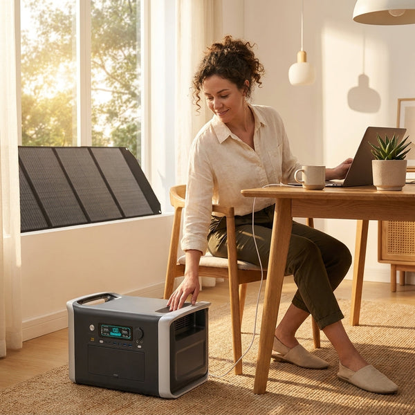 Solar Power Generator Built for Outdoor Adventures, 1800W LiFePO4 Battery, 1024Wh Capacity, 200W Solar Panel