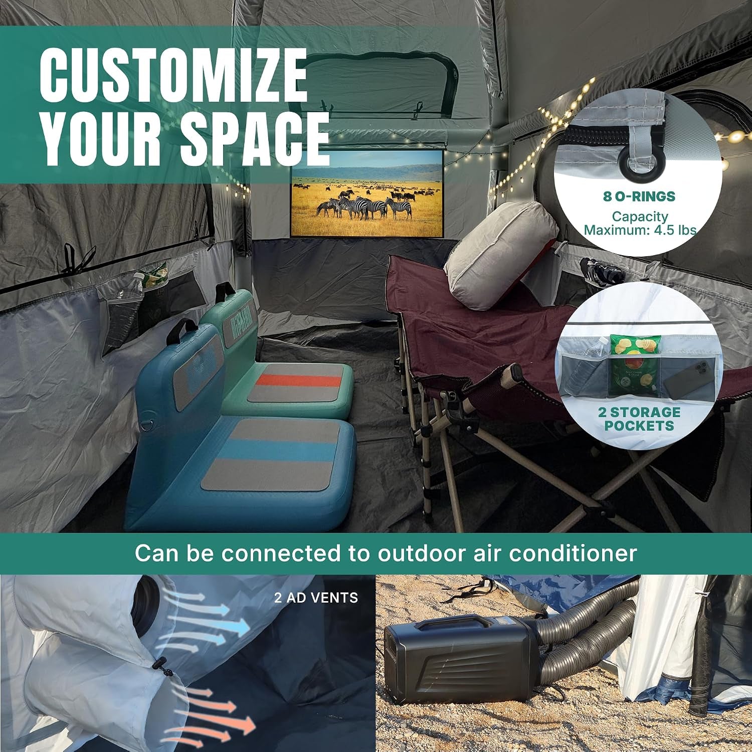 Truck Bed Tent for Camping 5Ft-8Ft for 2+1 People, 2 Mins Setup | Inflatable Pickup Truck Tent, PU 3000Mm Waterproof & High-Strength Windproof, Spacious Interior for Multi-Landscape