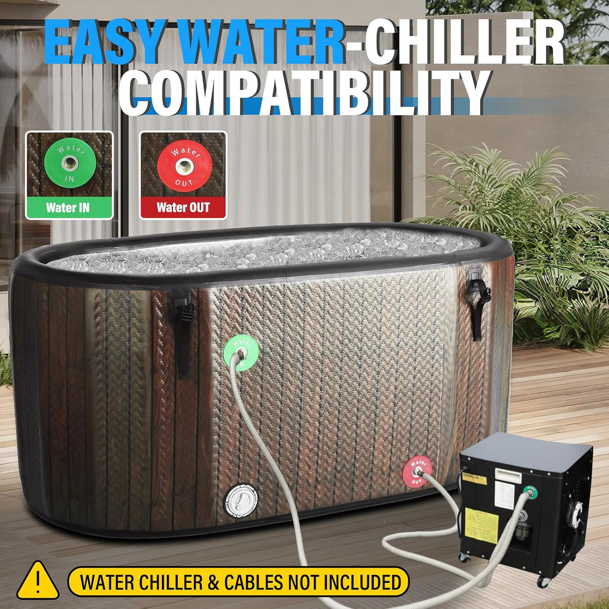 151-Gallon Inflatable Cold Plunge Tub – Chiller-Ready Oval Design