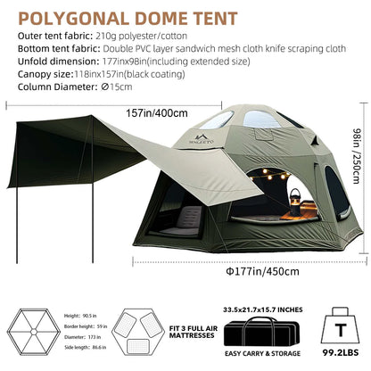 Inflatable Camping Tents 8-10 Person,129 Square Feets Large Inflatable Camping Tent with Stove Jack,Blow up Tent with Mesh Windows & Pump
