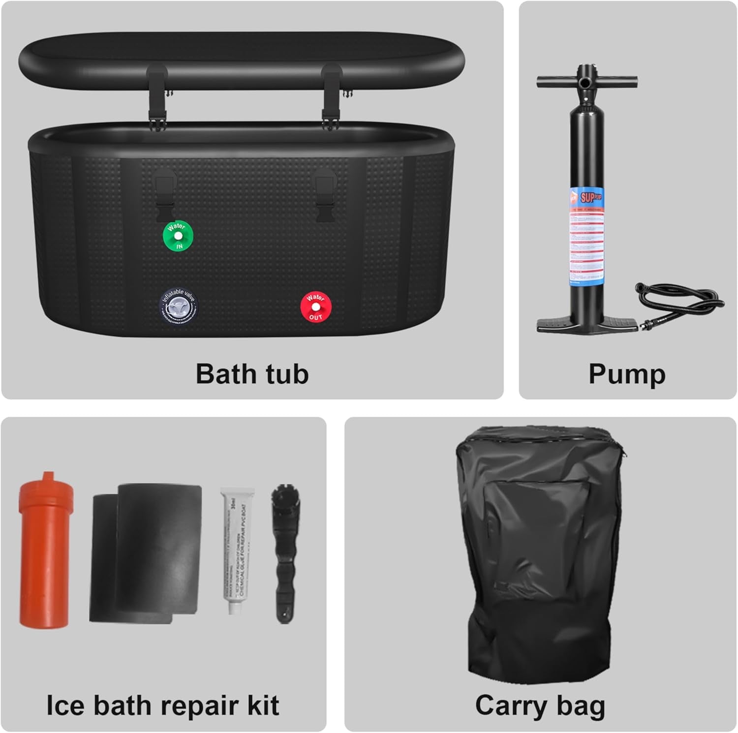 XXL Drop Stitch Ice Bath Tub 216 Gallon Cold Plunge Portable Insulated Recovery