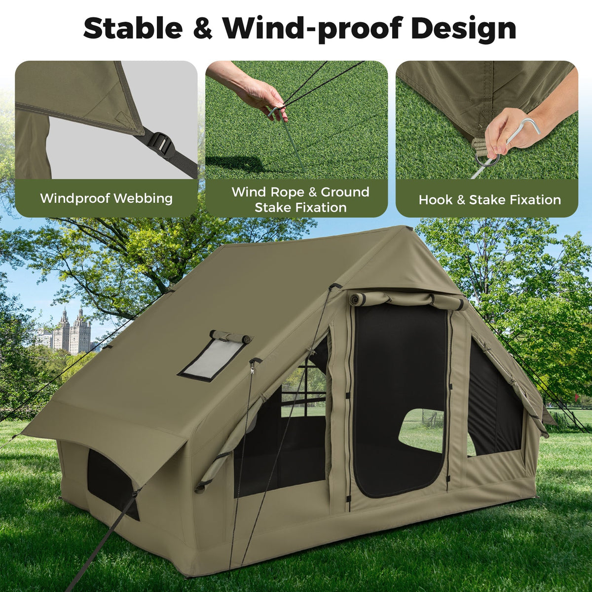 4–6 Person Inflatable Camping Tent – Panoramic Skylights & All-Weather Shelter