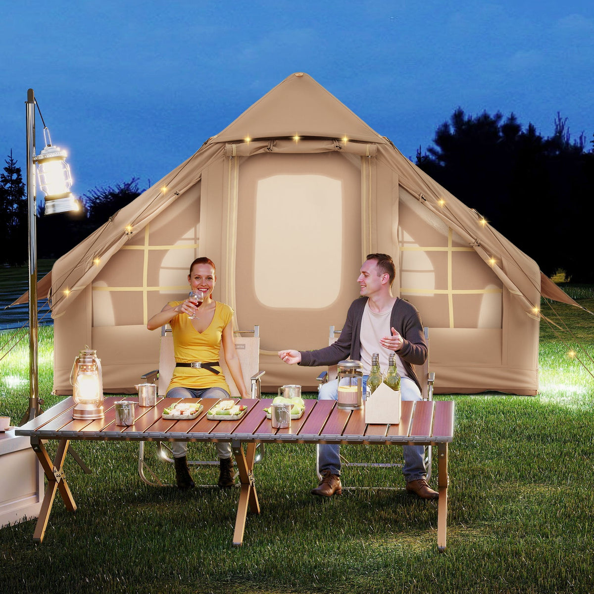 4–6 Person Inflatable Camping Tent – Panoramic Skylights & All-Weather Shelter