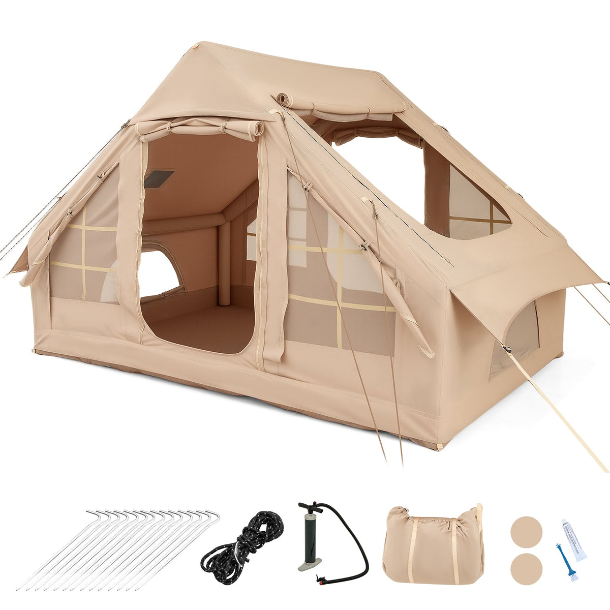 4–6 Person Inflatable Camping Tent – Panoramic Skylights & All-Weather Shelter