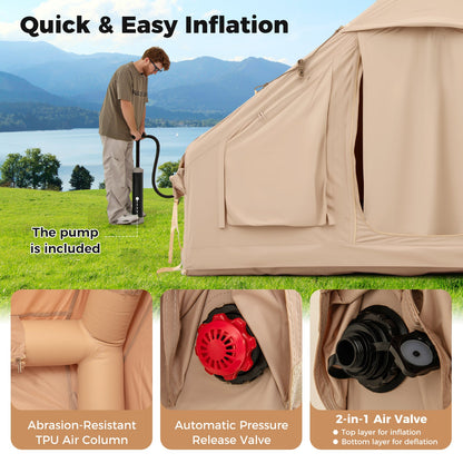 4–6 Person Inflatable Camping Tent – Panoramic Skylights & All-Weather Shelter