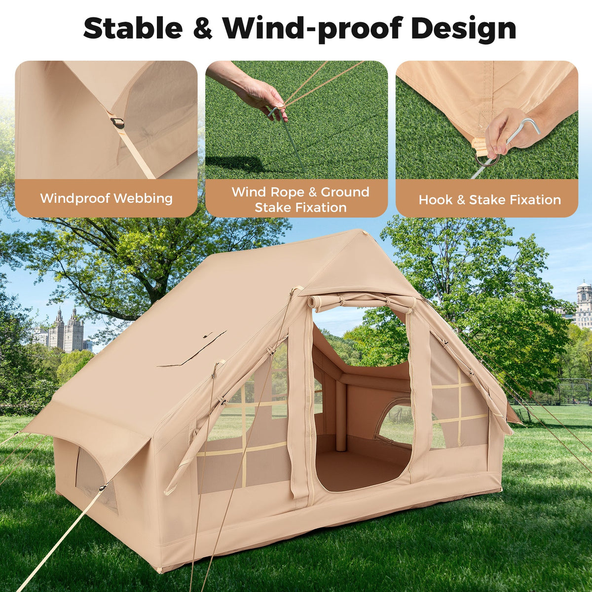 4–6 Person Inflatable Camping Tent – Panoramic Skylights & All-Weather Shelter