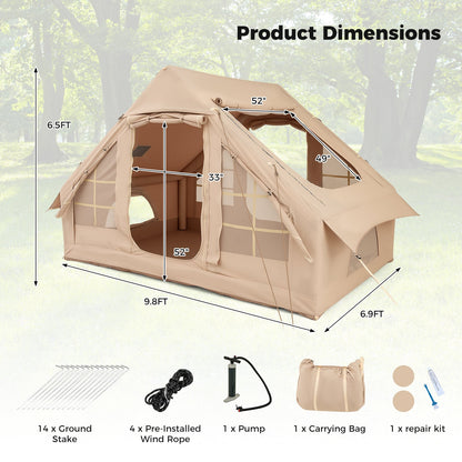 4–6 Person Inflatable Camping Tent – Panoramic Skylights & All-Weather Shelter