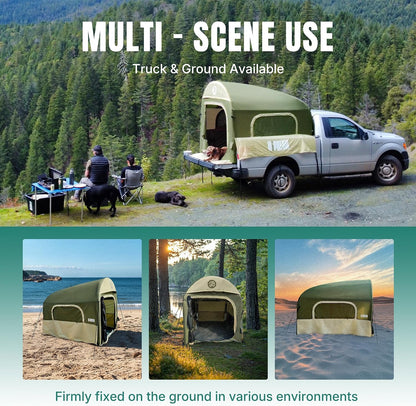 Truck Bed Tent for Camping 5Ft-8Ft for 2+1 People, 2 Mins Setup | Inflatable Pickup Truck Tent, PU 3000Mm Waterproof & High-Strength Windproof, Spacious Interior for Multi-Landscape