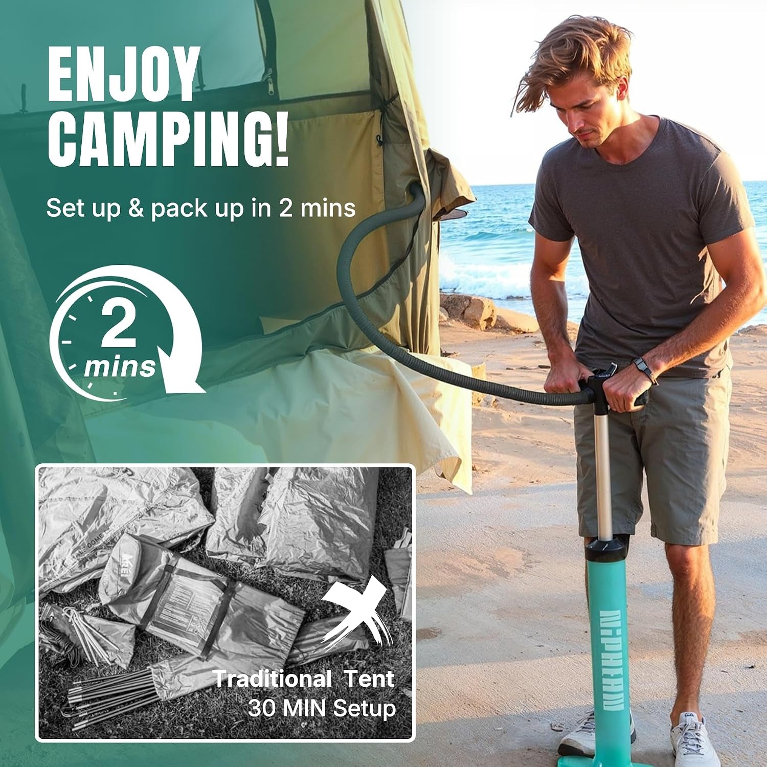 Truck Bed Tent for Camping 5Ft-8Ft for 2+1 People, 2 Mins Setup | Inflatable Pickup Truck Tent, PU 3000Mm Waterproof & High-Strength Windproof, Spacious Interior for Multi-Landscape