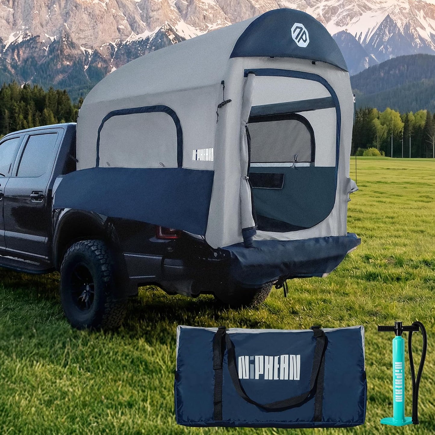 Truck Bed Tent for Camping 5Ft-8Ft for 2+1 People, 2 Mins Setup | Inflatable Pickup Truck Tent, PU 3000Mm Waterproof & High-Strength Windproof, Spacious Interior for Multi-Landscape
