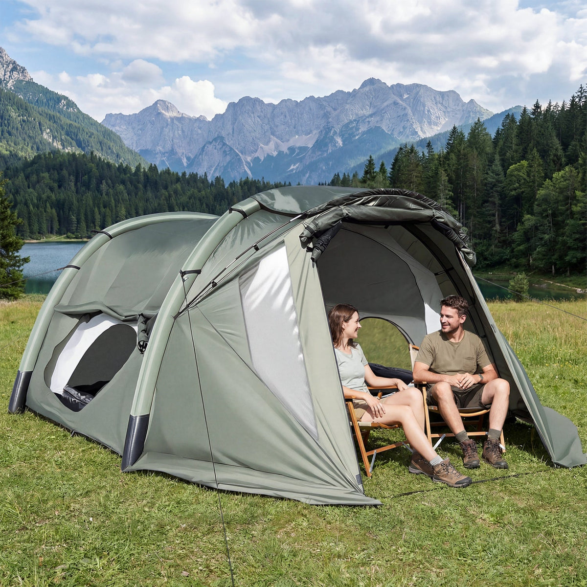 5–7 Person Inflatable Camping Tent with Screened Porch