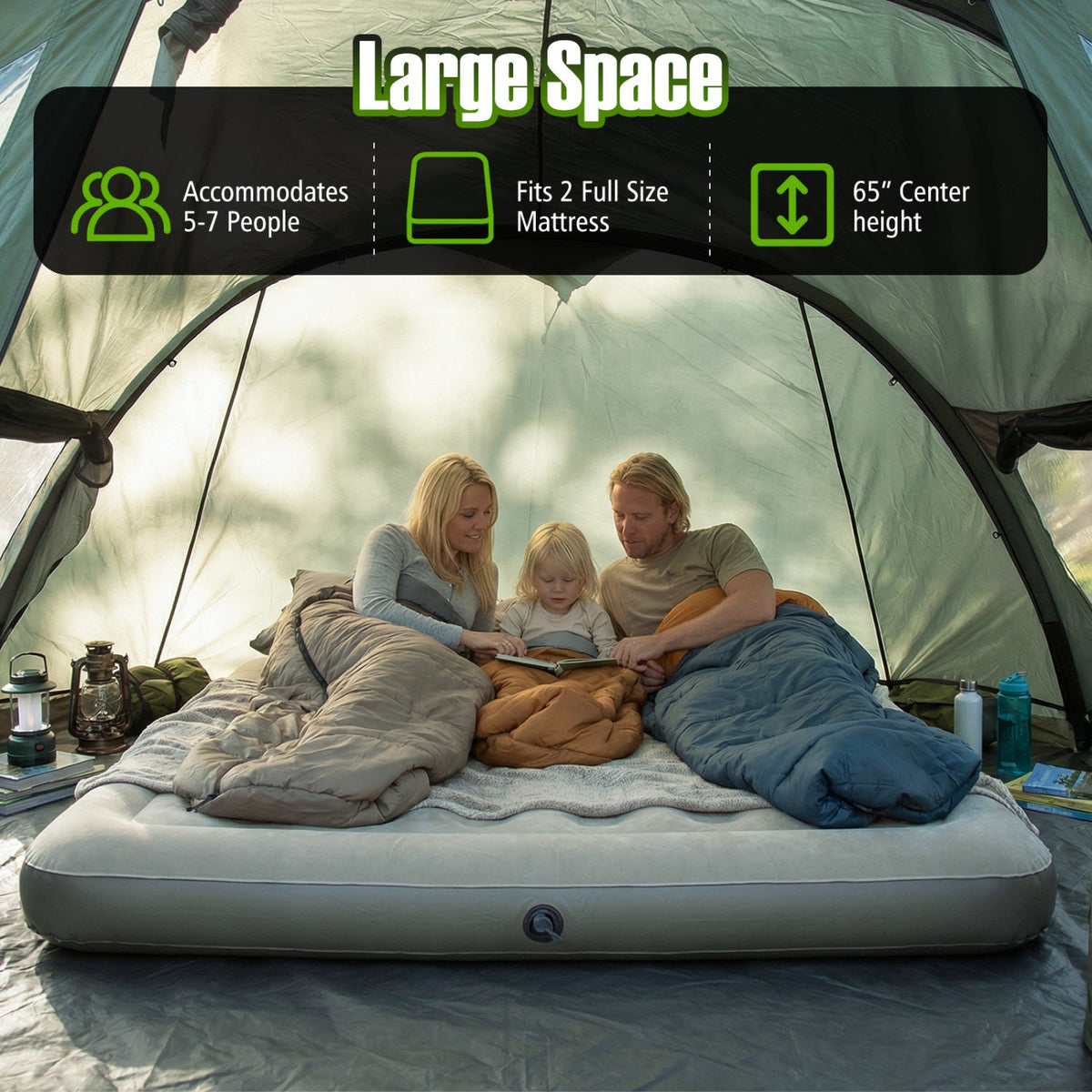 5–7 Person Inflatable Camping Tent with Screened Porch