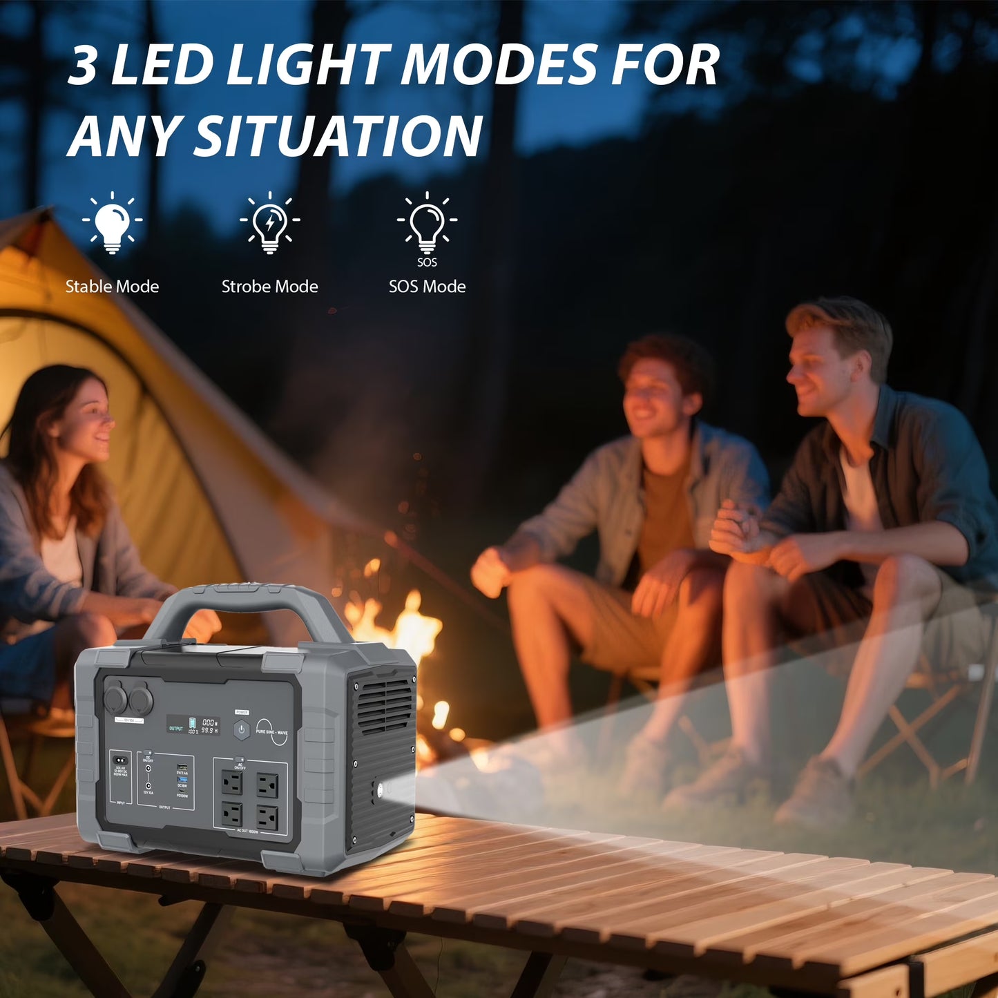 1800W Portable Solar Generator, 1024Wh Portable Power Station with 11 Outputs, Battery Generator for Home Emergency, Outdoor Camping, RV Trip, Blackout