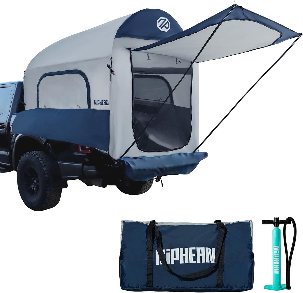Truck Bed Tent for Camping 5Ft-8Ft for 2+1 People, 2 Mins Setup | Inflatable Pickup Truck Tent, PU 3000Mm Waterproof & High-Strength Windproof, Spacious Interior for Multi-Landscape