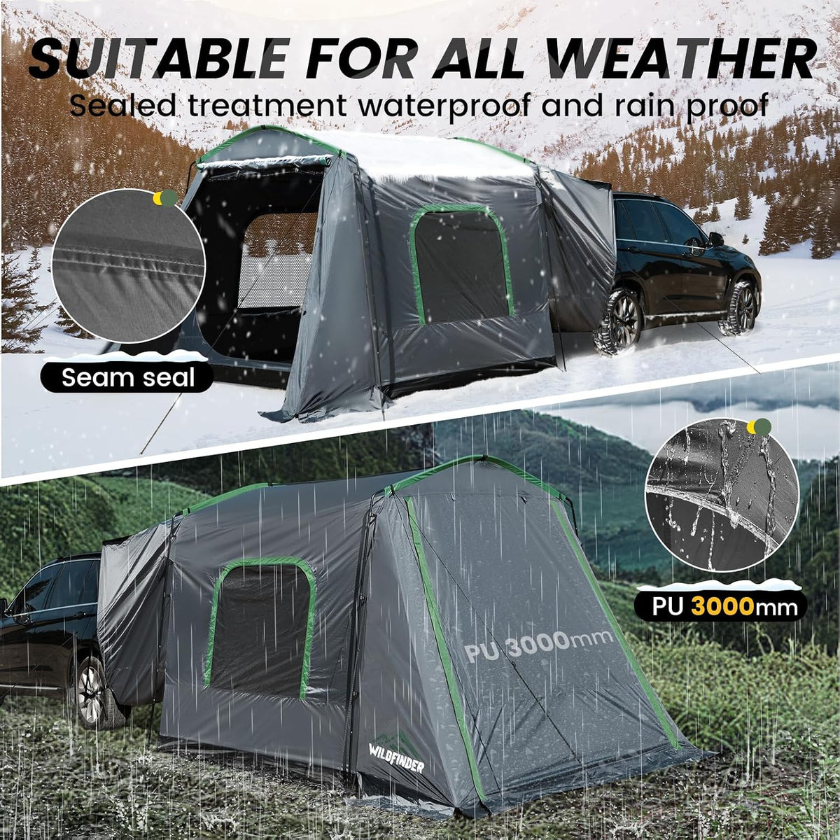 SUV Tent, Car Tents for Camping, SUV Tailgate Tent for Family | SUV Tent for Camping, Car Awning & Tailgate Tent for Van Jeep, Family Vehicle Shelter, Waterproof Wind Resistant Outdoor Gear