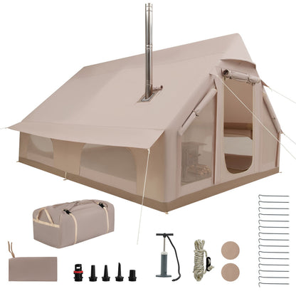 6–10 Person Inflatable Cabin Tent – All-Season Camping Shelter with Stove Jack