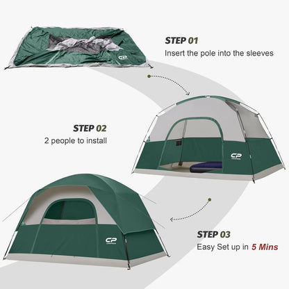 Tents for Camping 2/4/6 Person, Waterproof Windproof Dome Tent | Camping Tents with Rainfly Easy Setup in 5 Mins, Portable Tents with Mesh Window & Carry Bag for Outdoor Camping Backyard