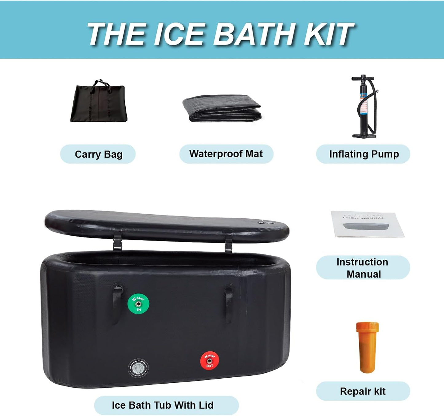 Inflatable Portable Ice Bath Tub, Cold Plunges and Adult Bathing | Ice Bath Tub,Cold Plunge Tub,Cold Plunge,Cold Tub,Ice Pod Cold Plunge,Inflatable Ice Bath,Icebath,Ice Pod