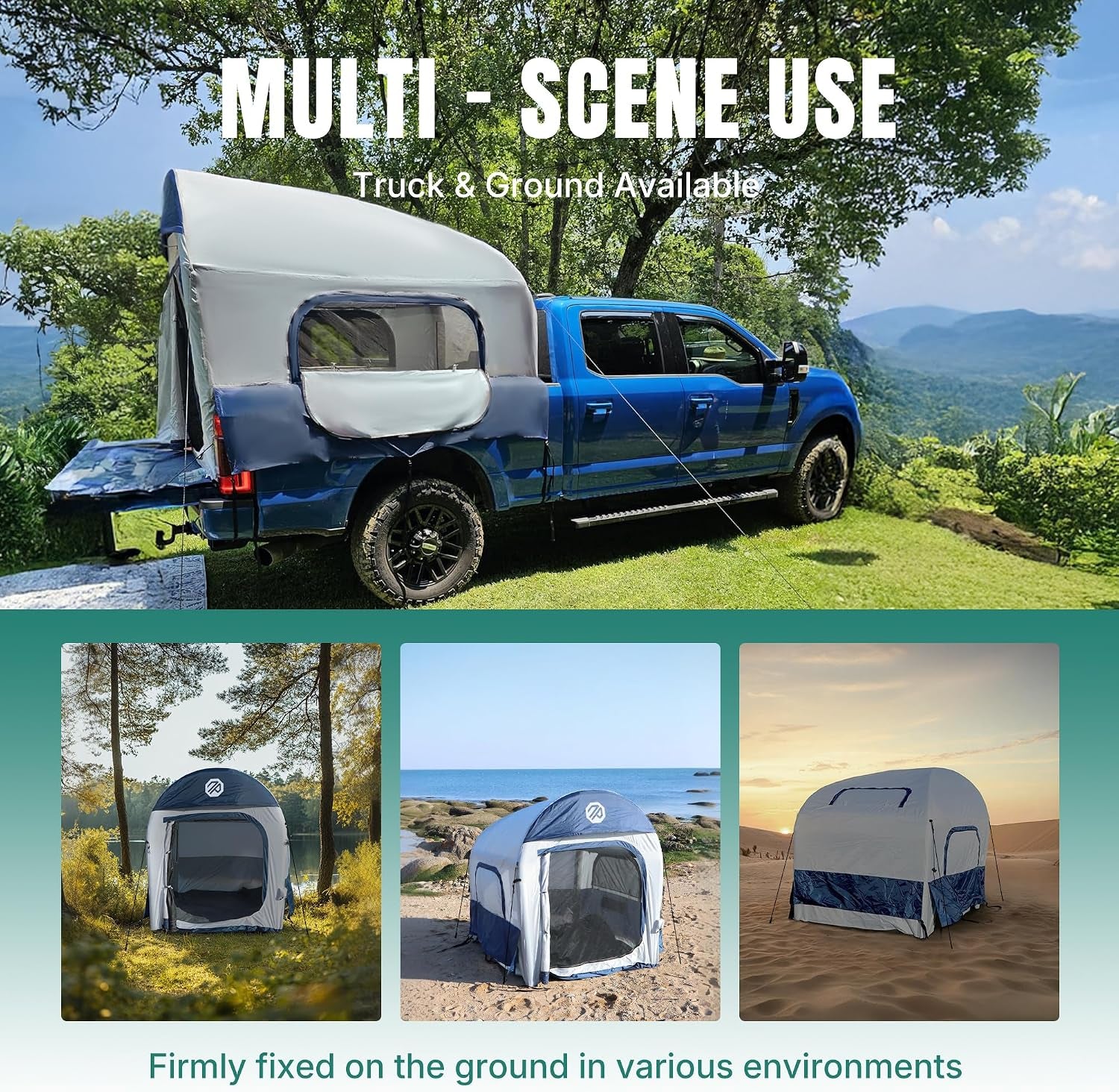 Truck Bed Tent for Camping 5Ft-8Ft for 2+1 People, 2 Mins Setup | Inflatable Pickup Truck Tent, PU 3000Mm Waterproof & High-Strength Windproof, Spacious Interior for Multi-Landscape