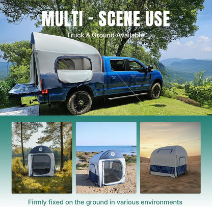 Truck Bed Tent for Camping 5Ft-8Ft for 2+1 People, 2 Mins Setup | Inflatable Pickup Truck Tent, PU 3000Mm Waterproof & High-Strength Windproof, Spacious Interior for Multi-Landscape