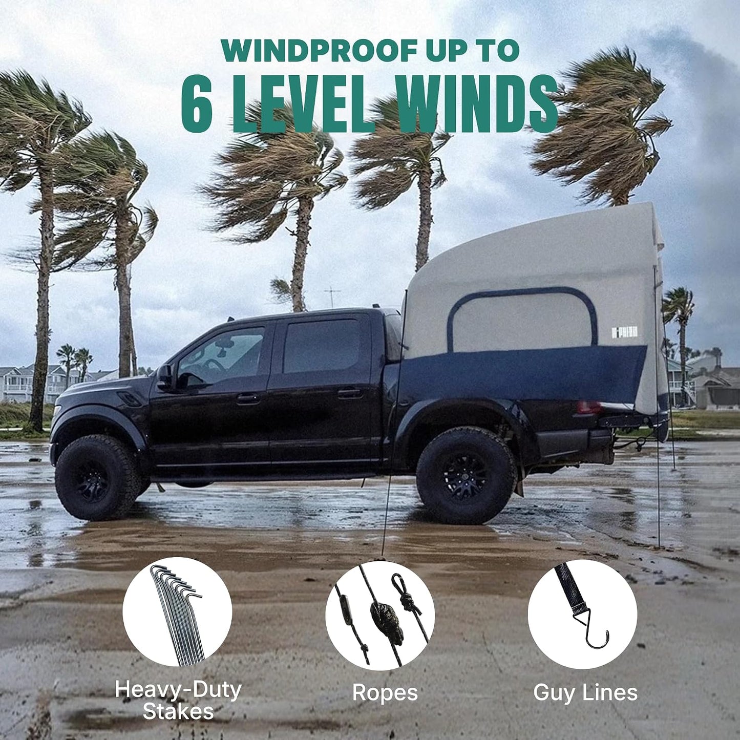 Truck Bed Tent for Camping 5Ft-8Ft for 2+1 People, 2 Mins Setup | Inflatable Pickup Truck Tent, PU 3000Mm Waterproof & High-Strength Windproof, Spacious Interior for Multi-Landscape