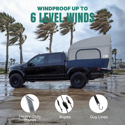 Truck Bed Tent for Camping 5Ft-8Ft for 2+1 People, 2 Mins Setup | Inflatable Pickup Truck Tent, PU 3000Mm Waterproof & High-Strength Windproof, Spacious Interior for Multi-Landscape