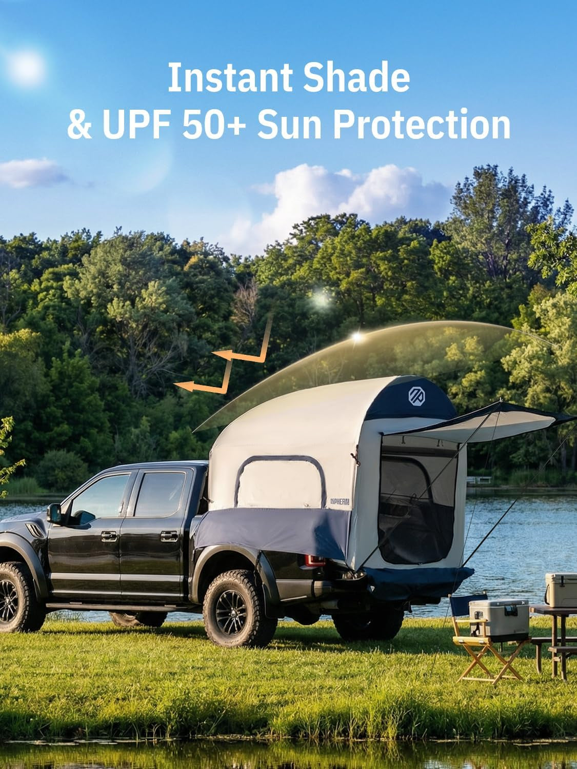 Truck Bed Tent for Camping 5Ft-8Ft for 2+1 People, 2 Mins Setup | Inflatable Pickup Truck Tent, PU 3000Mm Waterproof & High-Strength Windproof, Spacious Interior for Multi-Landscape