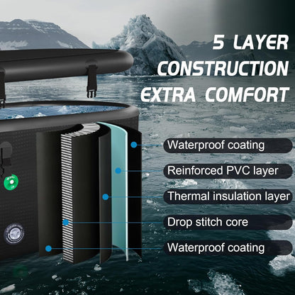 XXL Drop Stitch Ice Bath Tub 216 Gallon Cold Plunge Portable Insulated Recovery