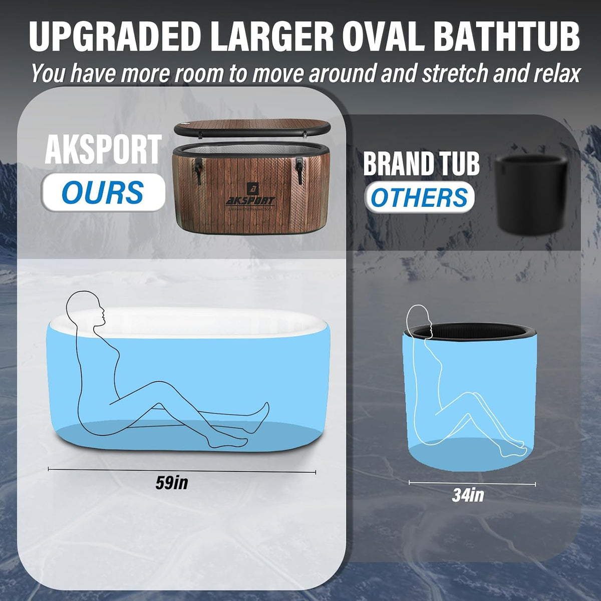 151-Gallon Inflatable Cold Plunge Tub – Chiller-Ready Oval Design