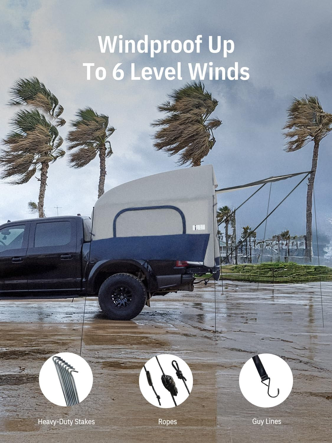 Truck Bed Tent for Camping 5Ft-8Ft for 2+1 People, 2 Mins Setup | Inflatable Pickup Truck Tent, PU 3000Mm Waterproof & High-Strength Windproof, Spacious Interior for Multi-Landscape